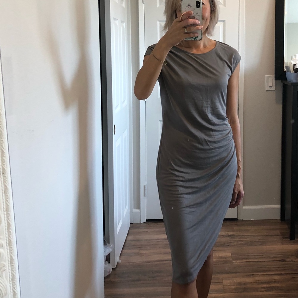Bar III Jersey asymmetrical shirred dress